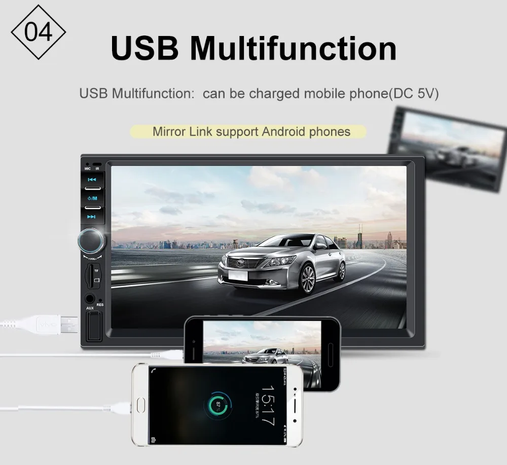Авторадио Мультимедиа MP5 плеер 7 &quotсенсорный экран Bluetooth 2 Din автомагнитола USB TF FM