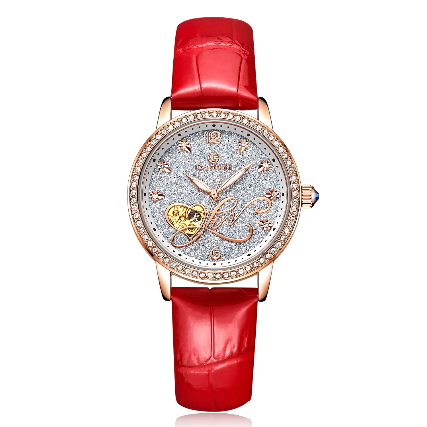 Rose-white Новое звездное небо Алмазный женские часы люксовый бренд автоматические механические Женские часы Стразы фиолетовый Скелет наручные часы - Цвет: Rose-white