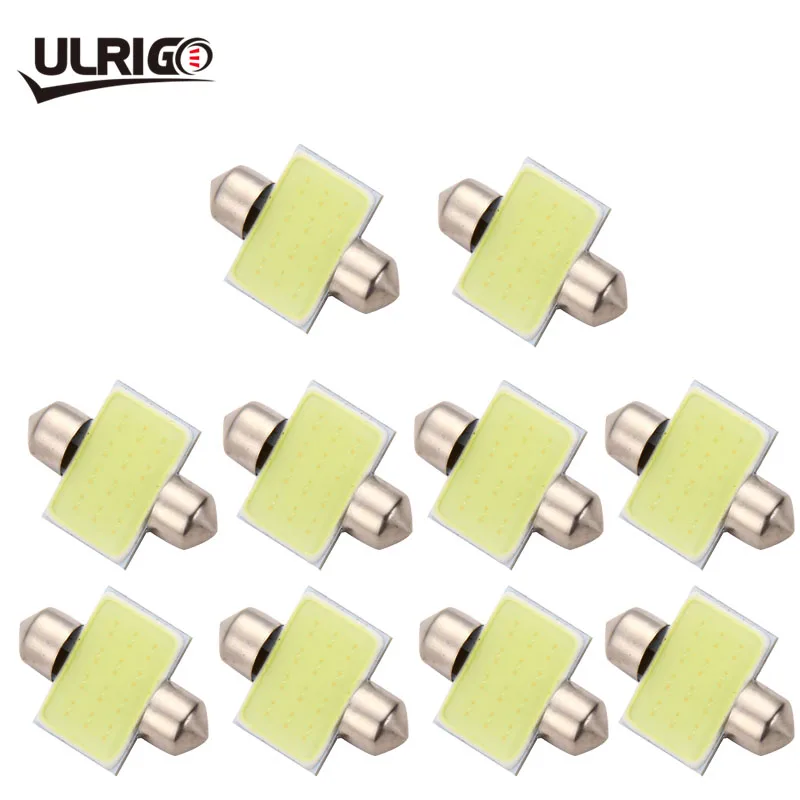 ULRIGO 10 шт. Super Blanc 31 мм 36 39 41 C5W 12 В COB LED Voiture Festoon Lumiere Dome lamp Auto Carte roof Ampoule|Сигнальная