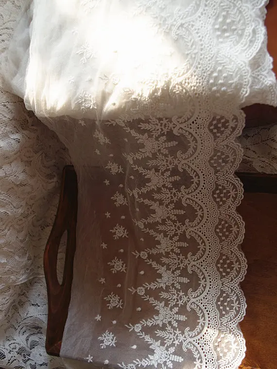 Сетчатое кружево с вышивкой 5 ярдов хлопчатобумажная кружевная ткань цветочным