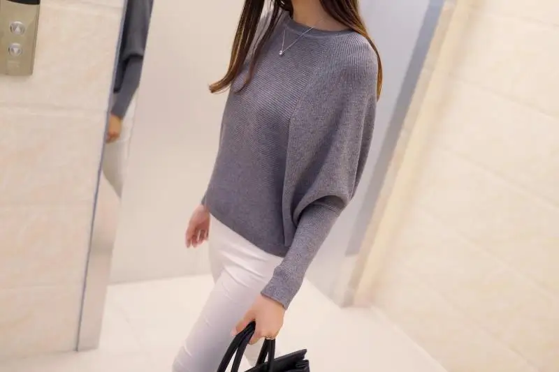 OHCLOTHING Новое весеннее корейское женское Вязаное пончо с длинными рукавами и рукавами летучая мышь модное пальто для девочек Однотонные вязаные свитера Топы