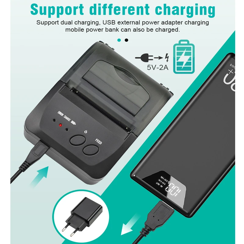 Мини принтер Bluetooth термопринтер портативная Чековая машина USB Мобильный телефон