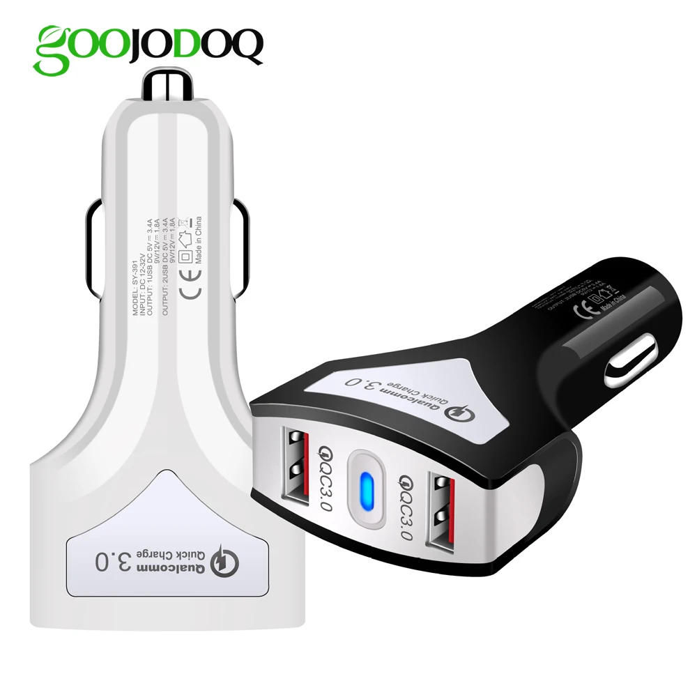 GOOJODOQ QC 3 0 Автомобильное зарядное устройство с двумя портами usb быстрое 36 Вт