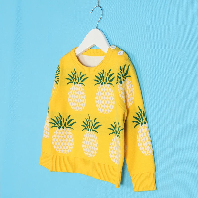 Autumn Winter Children's Clothing Cartoon Pineapple Knitted Sweaters Kids Baby Boys Girls Cotton Sweaters Tops