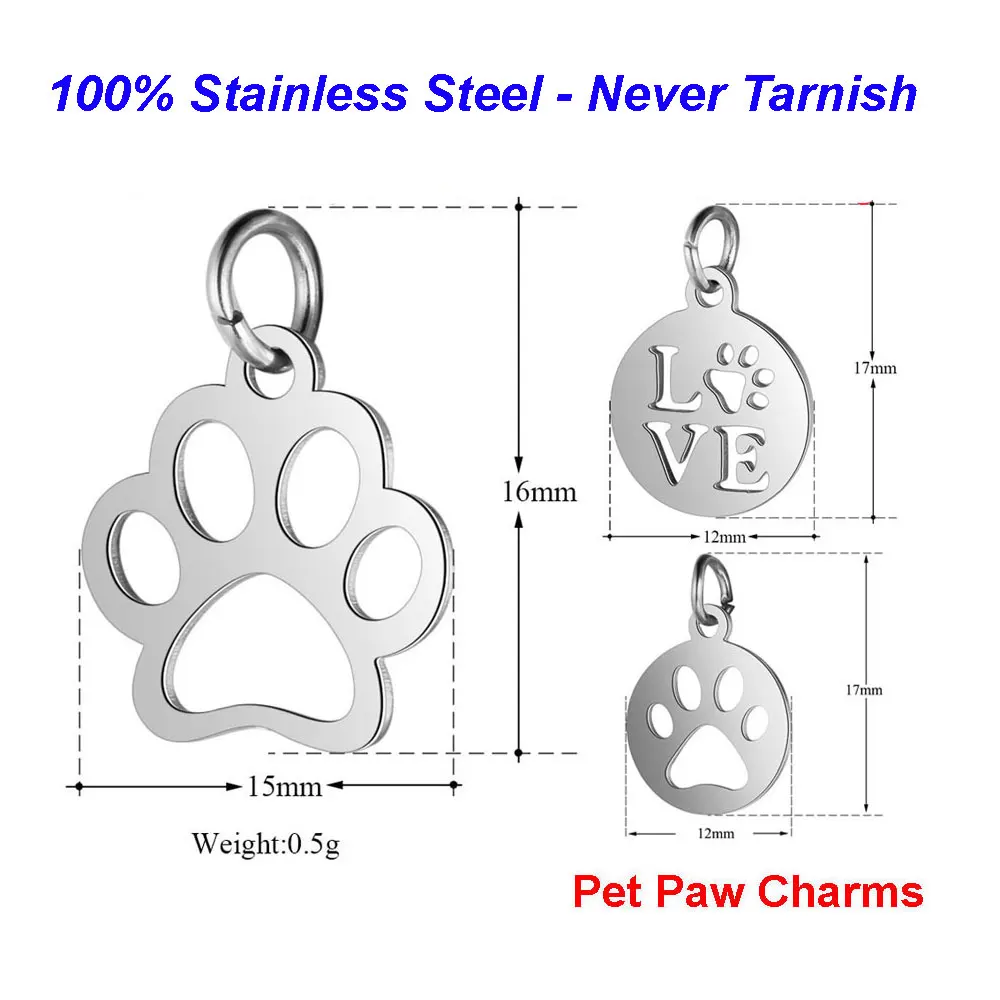 5 шт./лот 100% нержавеющая сталь Pet Paw Charms VNISTAR полированная собачья лапа Ожерелье