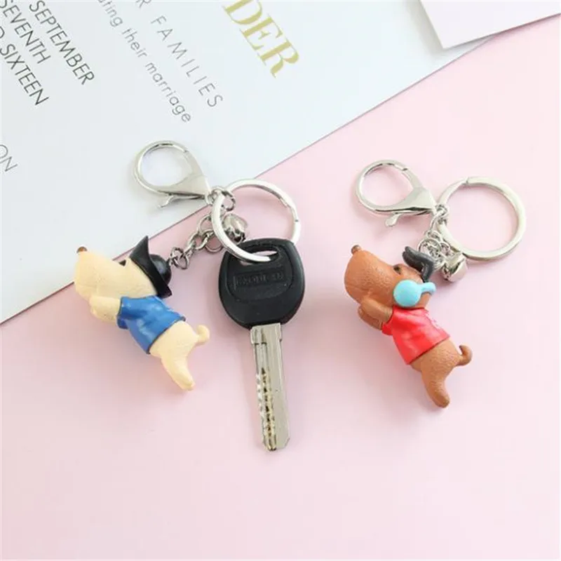 Cartoon Puppy Bell 3D Stereo Doll Keychain Pendant plush toys keychain ladies car bag Christmas birthday gift | Игрушки и хобби