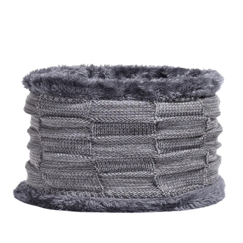 grey Зимние шапочки для мужчин шарф вязаная шапка шапки маска Gorras капот теплые зимние шапки для мужчин женщин Skullies шапки - Цвет: grey