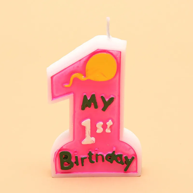 1 Pcs Lovely Boy Girl 1st Birthday Candle Children Kids Baby First Party Cake Decoration Digital | Дом и сад