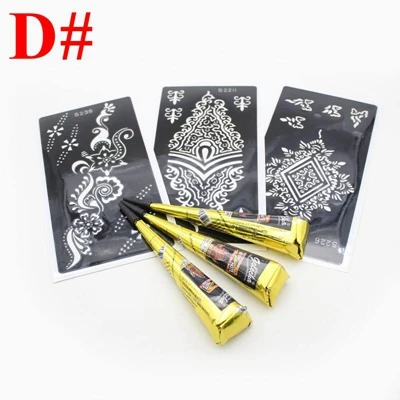 3Black GOLECHA 3 шт коричневый черный индийский хна татуировки пасты+ 3 шт трафареты для татуировок хной, хна татуировки пасты крем шаблоны тату дизайн краска для тела - Цвет: 3Black GOLECHA