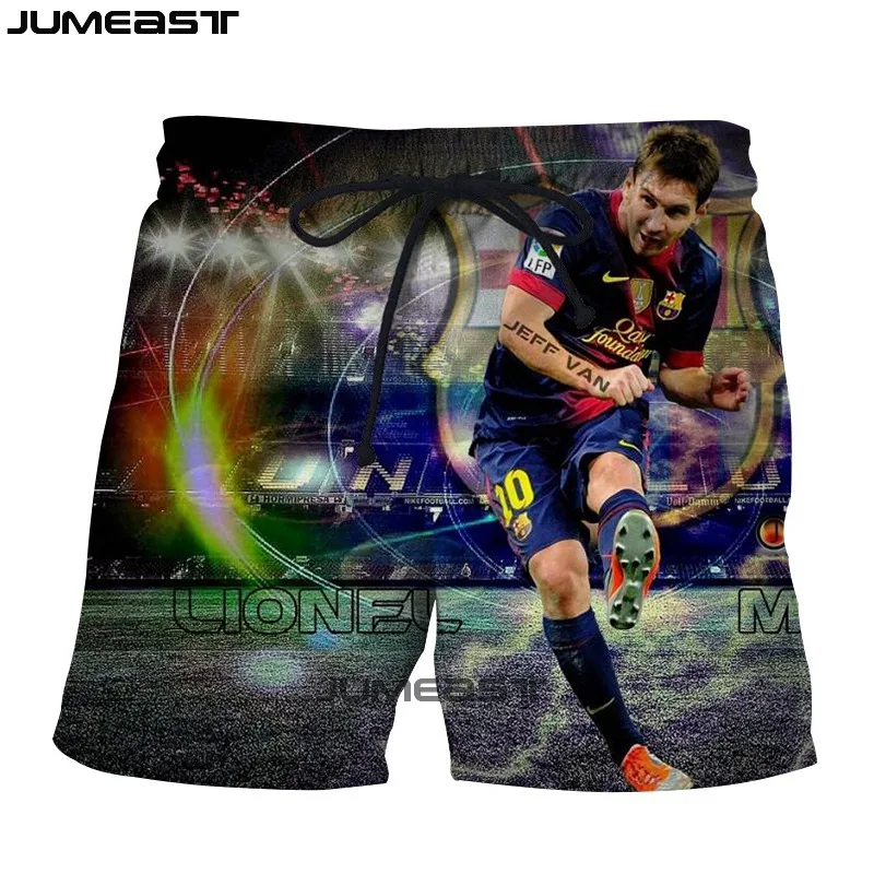 Jumeast Брендовые мужские/женские 3D принты "Футбол" Звезда Lionel Messi шорты летние быстросохнущие пляжные повседневные спортивные брюки короткие брюки