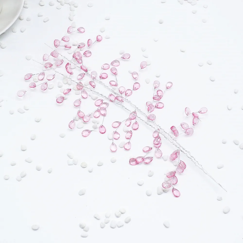 Pink 1 шт. в форме капли воды, искусственные акриловые цветы, хрустальные ветви цветов, вечерние украшения для свадьбы - Цвет: Pink