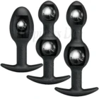 Черные силиконовые Анальные шарики с металлическим шариком внутри приспособление для тренировки мускул анальный фаллоимитатор мастурбатор секс-игрушки анальная пробка секс-товары для пар