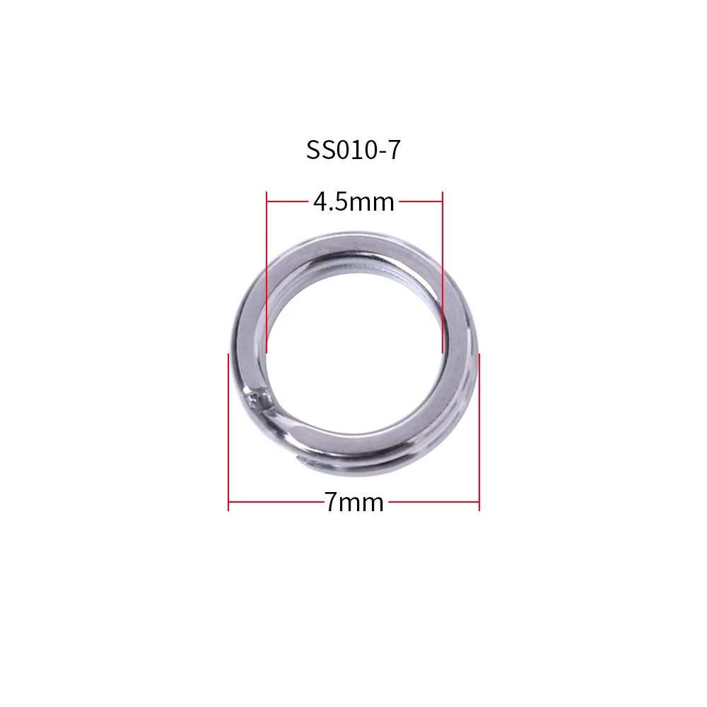 SS010-7 Hengjia 50 шт. разъемное кольцо из нержавеющей стали Диаметр от 3 мм до 9 мм сверхмощный рыболовный двойной соединитель рыболовные аксессуары - Цвет: SS010-7