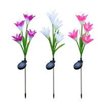 3pcs outdoor solar garden stake lights with 4 lily flower multi color changing led solar stake lights for garden patio backyard