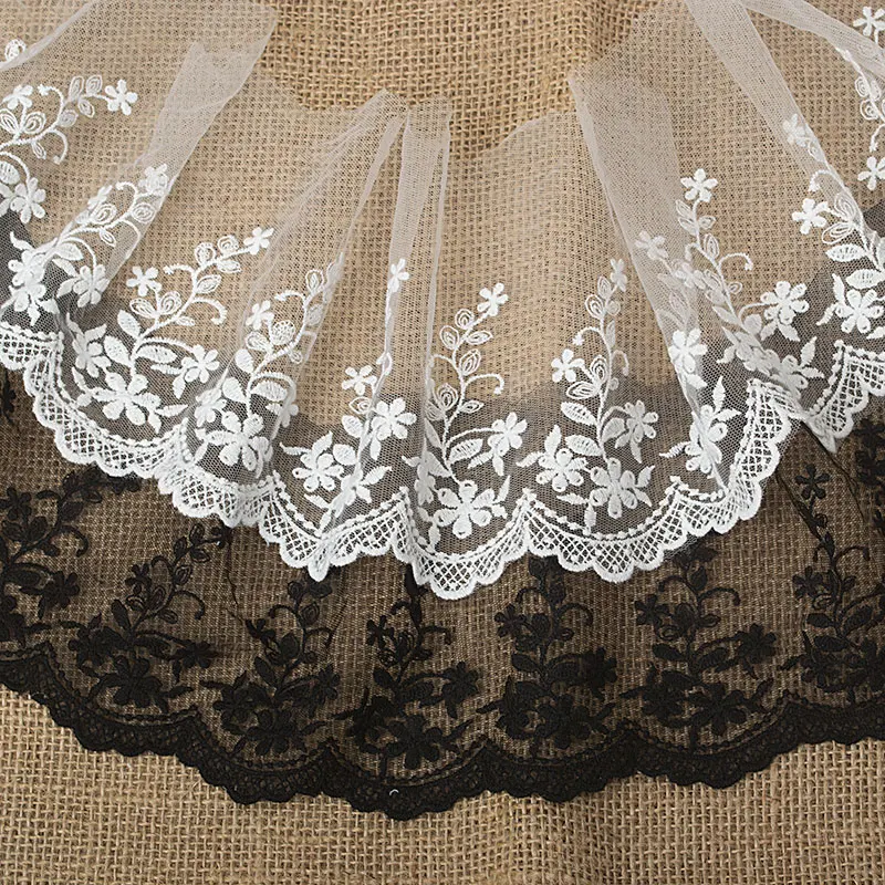 

10yards/lot 15cm White Cotton Lace Flower Embroidered Lace Trim Chemica Lace Fabric Braid Applique Crafts Doll DIY
