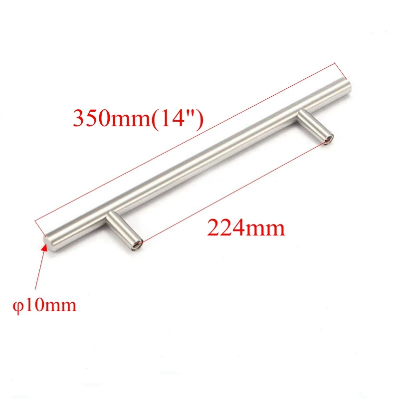10mm x 14 inch Нержавеющая сталь дверца кухонного шкафа T Бар Ручка тяга ручка для шкафа мебельная Ручка Шкаф Ручка ящика 50 мм-500 мм - Цвет: 10mm x 14 inch