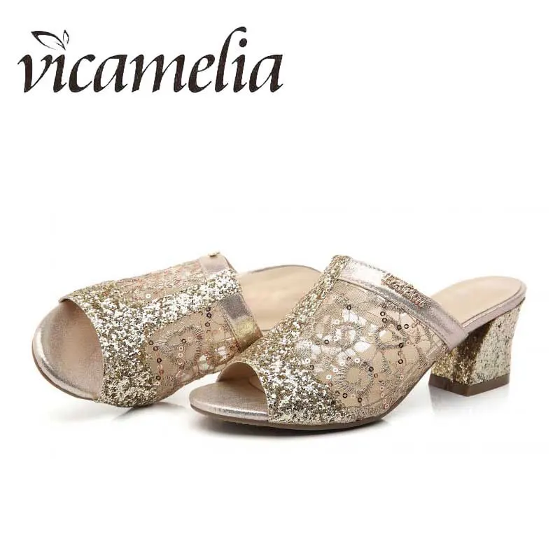 Vicamelia Women Sandals 2018 With Square Heels Fashion Fenty Beauty Wedding Ladies Summer Woman Shoes Peep Toe 233 | Обувь