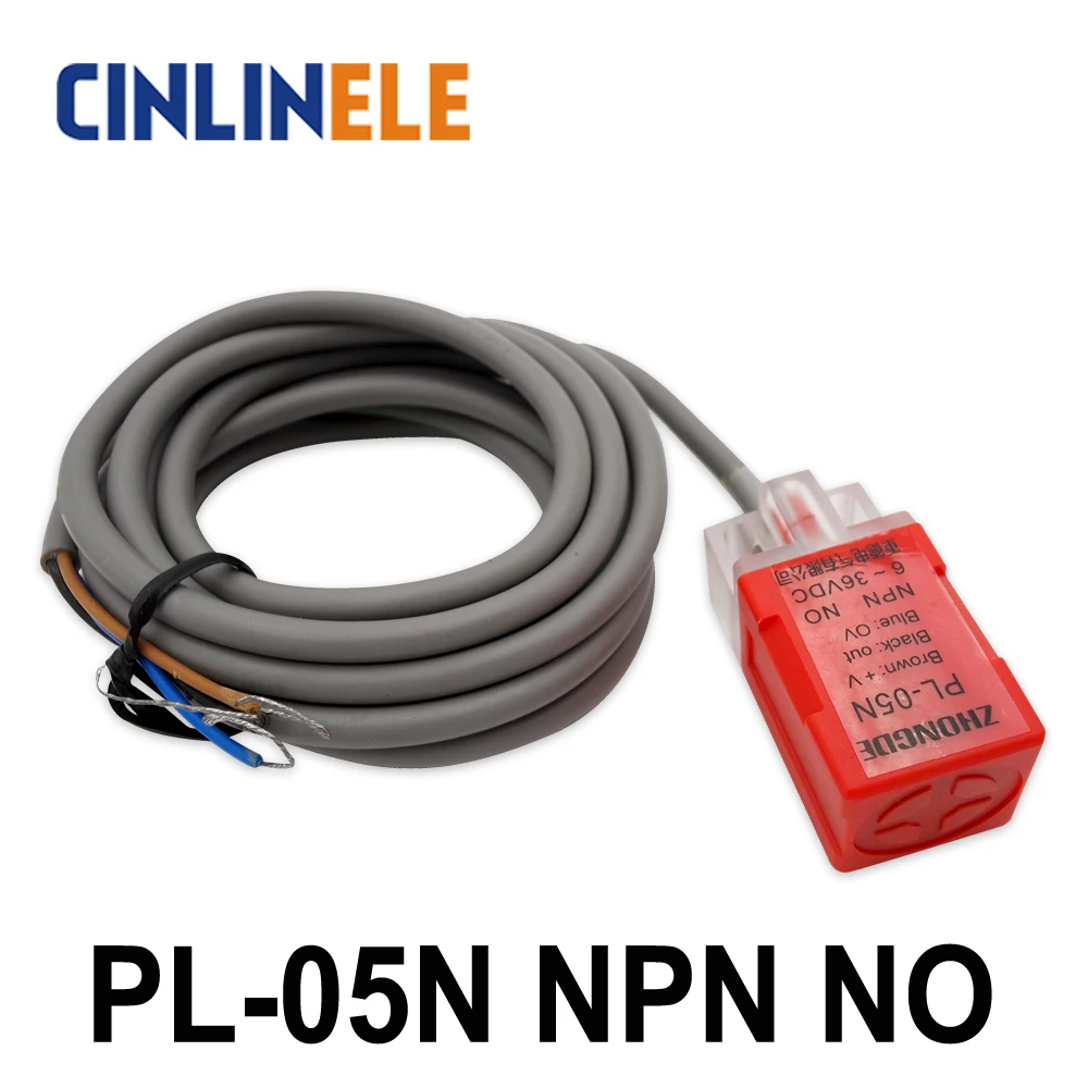 

PL-05N 5mm sensing DC NPN NO Cube shell inductive Screen shield type proximity switch LP05 proximity sensor 17*17*35