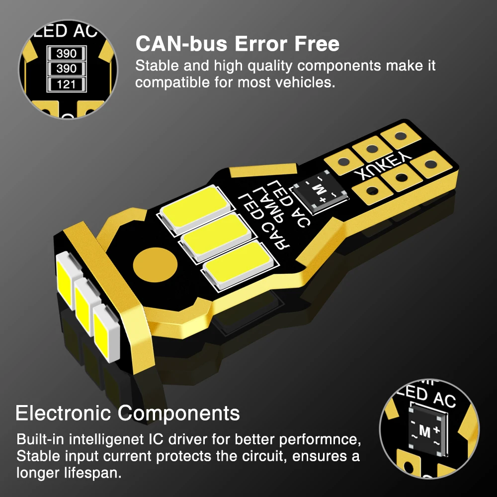 Xukey W16W T15 светодиодный автомобильный светильник заднего хода 920 912 921 клиновидные лампы CAN-bus боковой светильник s парковка T10 резервный светильник s HID Белый 9SMD