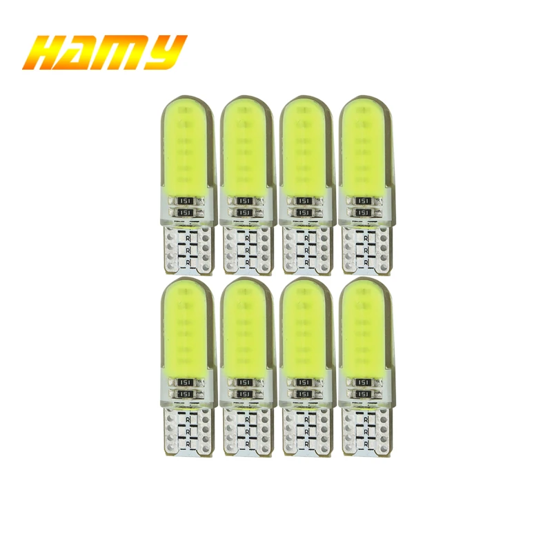 10x Автомобильный светодиодный COB T10 W5W сигнальная лампа 12V Интерьер светильник Авто разрешение на парковку пластина чтения ствол Чемодан, на танкетке, с боковой лампы белого цвета