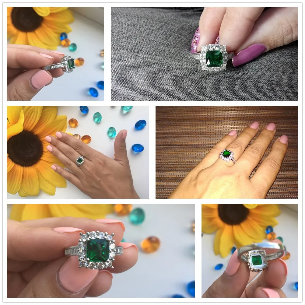 Женские циркониевые хрустальные белые большие натуральные зеленые квадратные