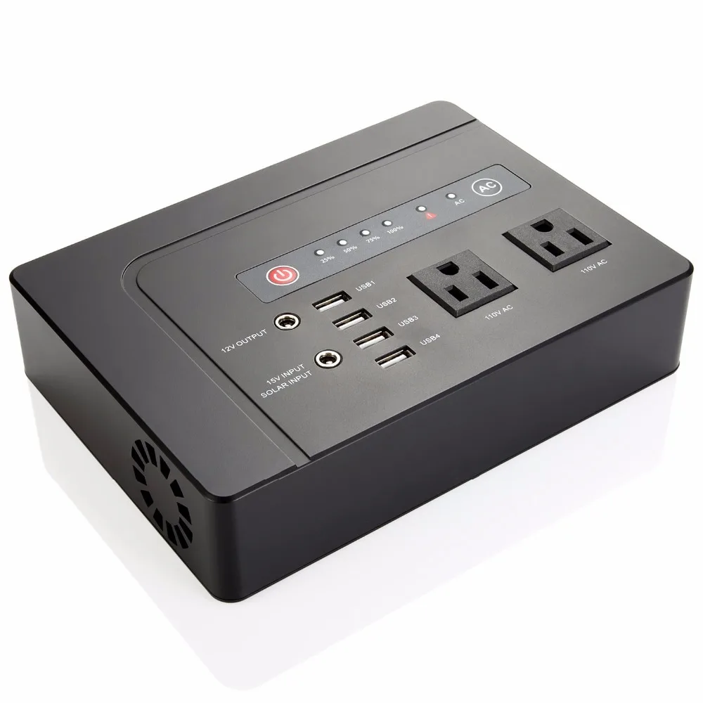 Портативный солнечный генератор 110V 220V Аккумуляторный блок питания станция DC 12V порты, 4 USB выхода для CPAP/дома/кемпинга