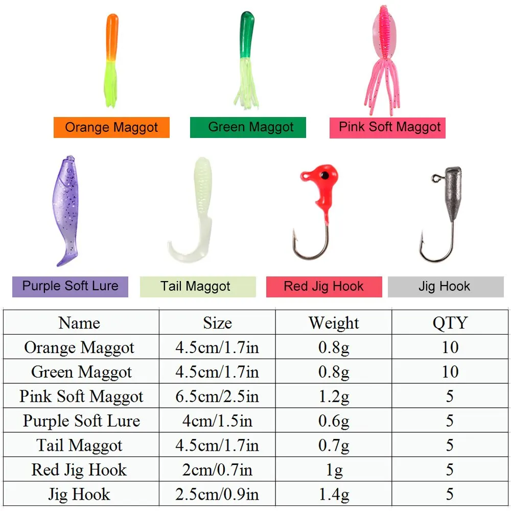 45 шт./лот мягкая червячная приманка рыболовная набор рыболовные Крючки наживок