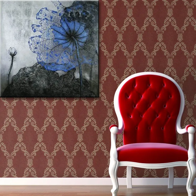 Картина маслом на холсте с изображением синего лотоса Современная картина