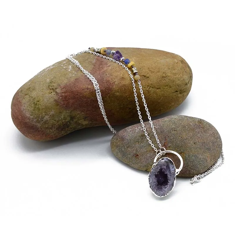 Новинка, Кристальное ожерелье из флюорита, исцеление земли, ожерелье друзы, Прямая поставка