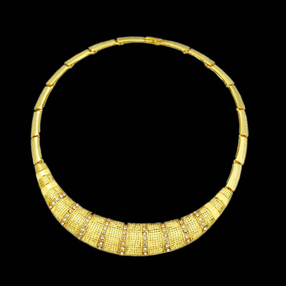 Дубай ювелирные наборы для женщин золотое ожерелье серьги шпильки кольцо желтое