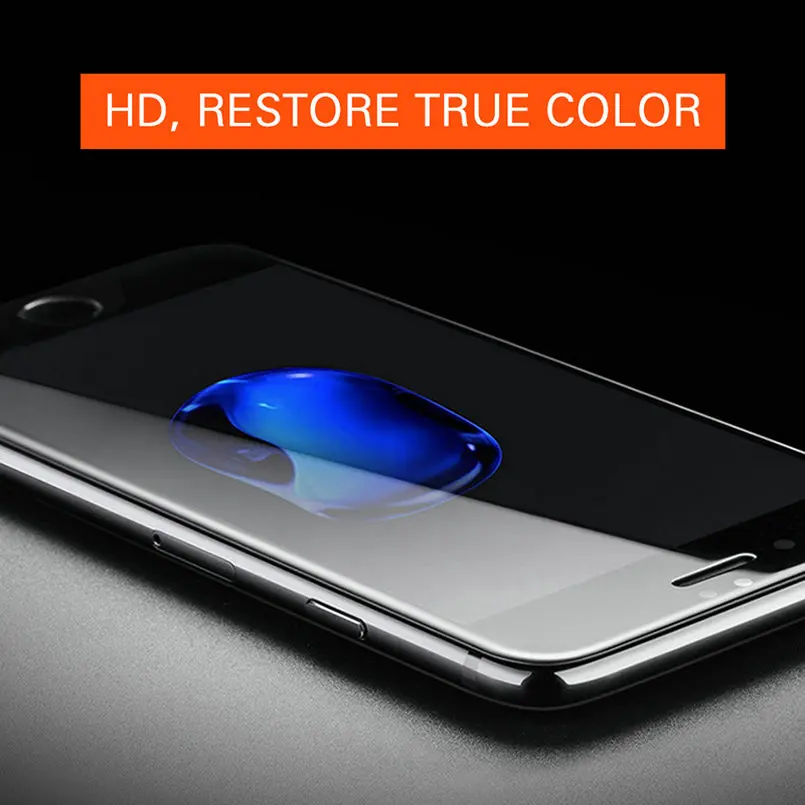 4D закаленное стекло для iPhone 7 6 6S Plus чехол с круглыми изогнутыми краями защитная