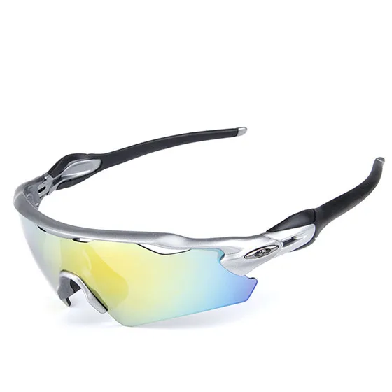 silver black WEST BIKING поляризационные спортивные велосипедные солнцезащитные очки для мужчин и женщин, очки для бега на велосипеде, сменные очки с 5 линзами - Цвет: silver black