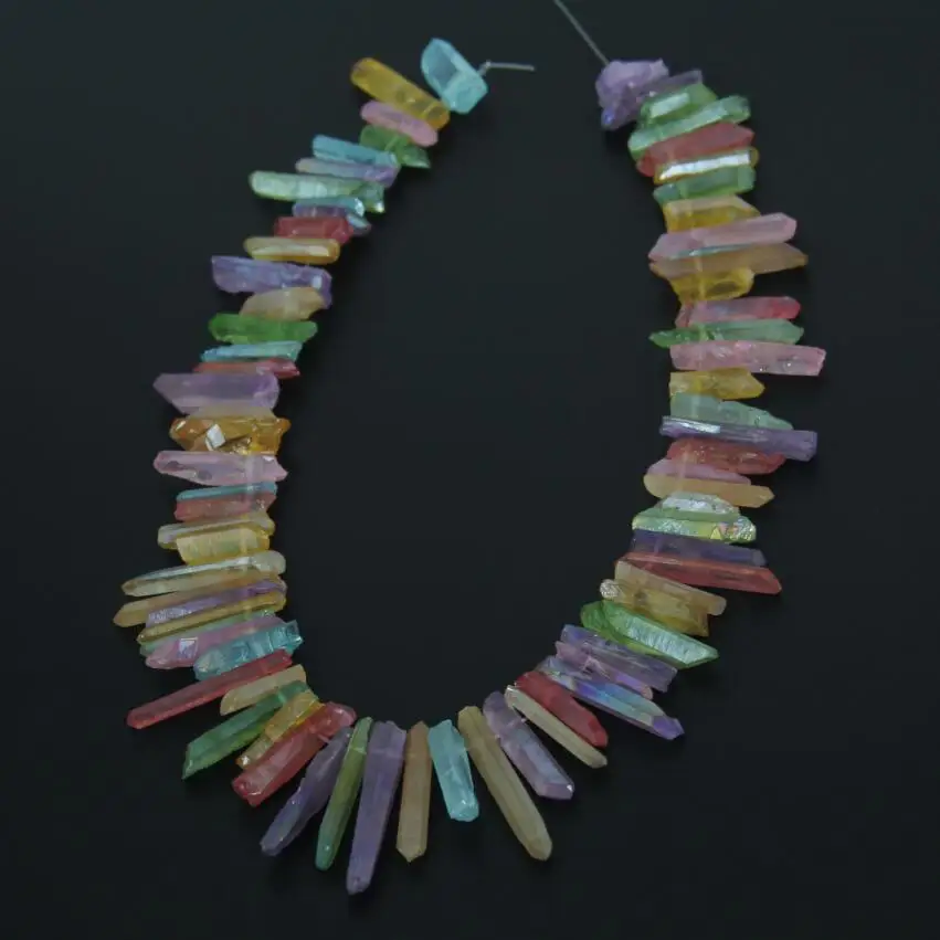 Мистический титановый абразивный кварцовый топ с кристаллами кулоны