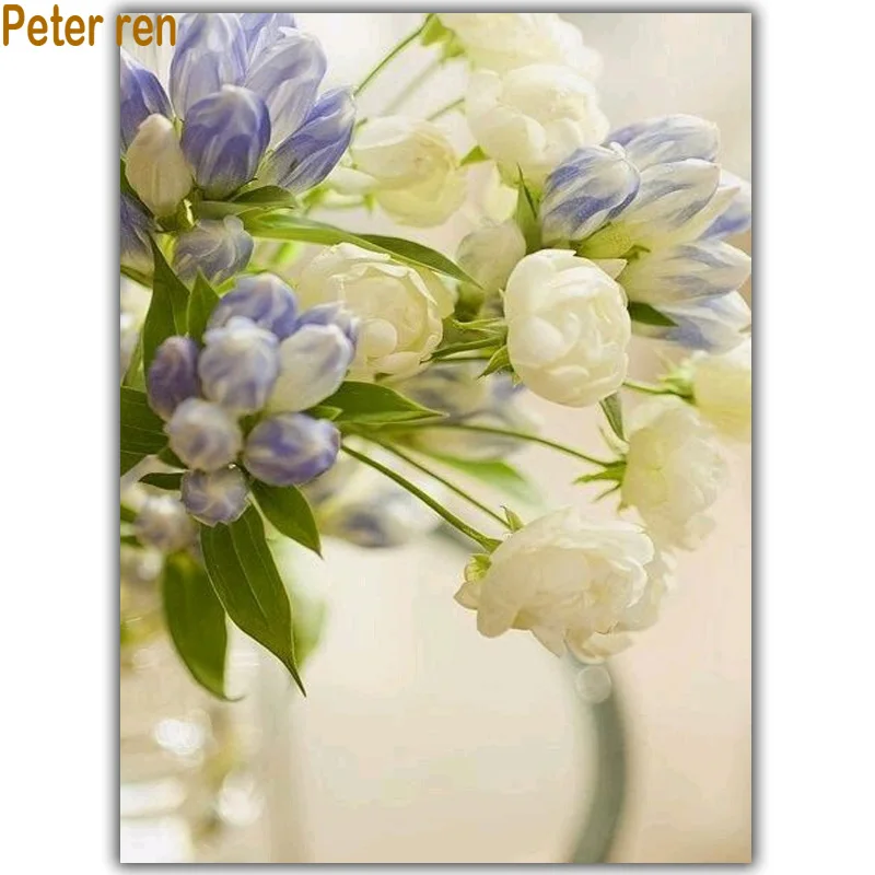 

Peter ren Diamond Painting Cross Stitch kit Handmade Diamond embroidery Flowers whole square diamond mosaic Rhinestone Pictures