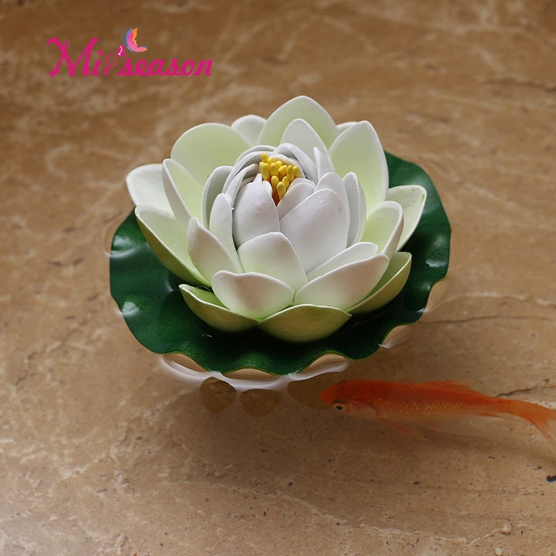 10Cm EVA Lotus ornament for Aquarium Foam Flowers Water Lily Floating outdoor fish tank pool landscaping potted plant home decor | Дом и сад