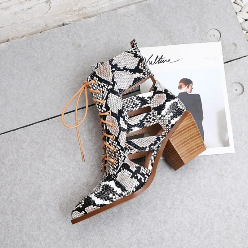 ASILETO женские полусапожки в виде змеи на высоком каблуке с перекрестной шнуровкой