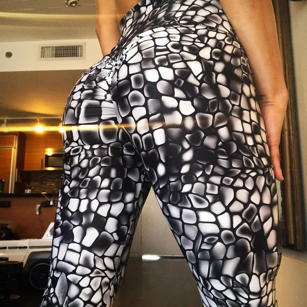 

2019 Hayoha New Rock Stone Printing Leggings Put Hip Elastic High Waist Legging Breathable Slim Pants
