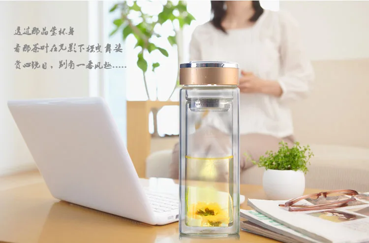1 шт. новая бутылка для воды 320 мл двухслойная стеклянная прозрачная термостойкая