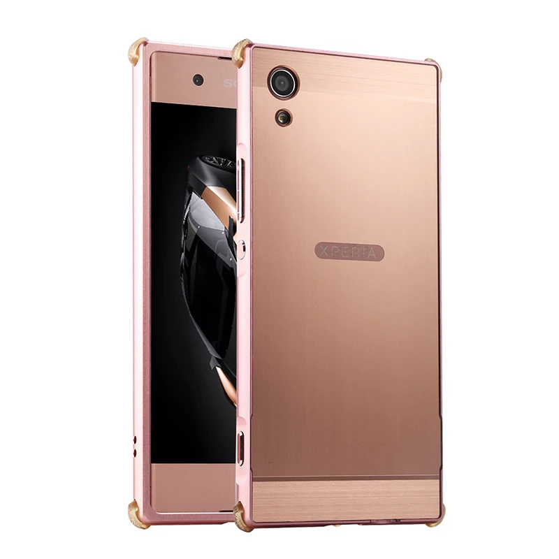For Sony XA1 G3112 G3116 Case Plating Metal Frame Cover with Brushed Back Hard for Xperia G3121 G3123 5.0&quot |
