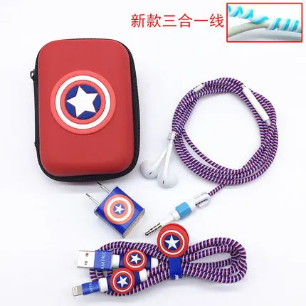 style 14 Мультфильм USB кабель наушники протектор набор с наушниками коробка кабель Стикеры для намотки Спиральный шнур протектор для iphone 5s 6 6s 7 - Цвет: style 14