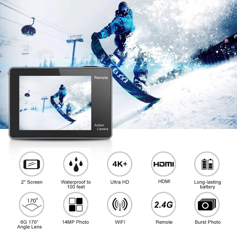Оригинальный чипсет EKEN H9R Plus Ambarella Ultra HD Real 4K + 30fps 14MP для подводной