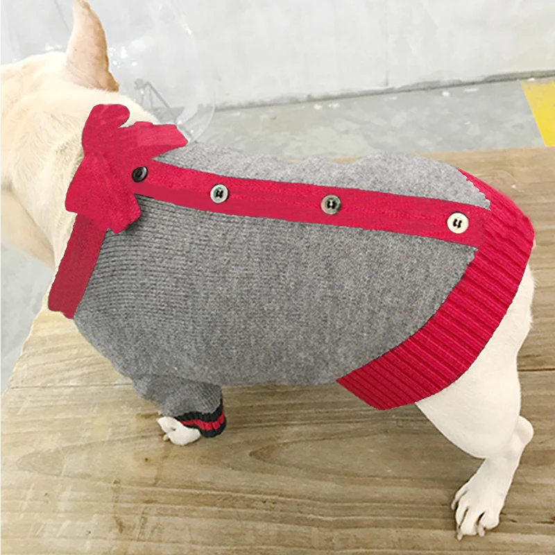 Модный свитер с французским бульдогом зимняя одежда для домашних собак