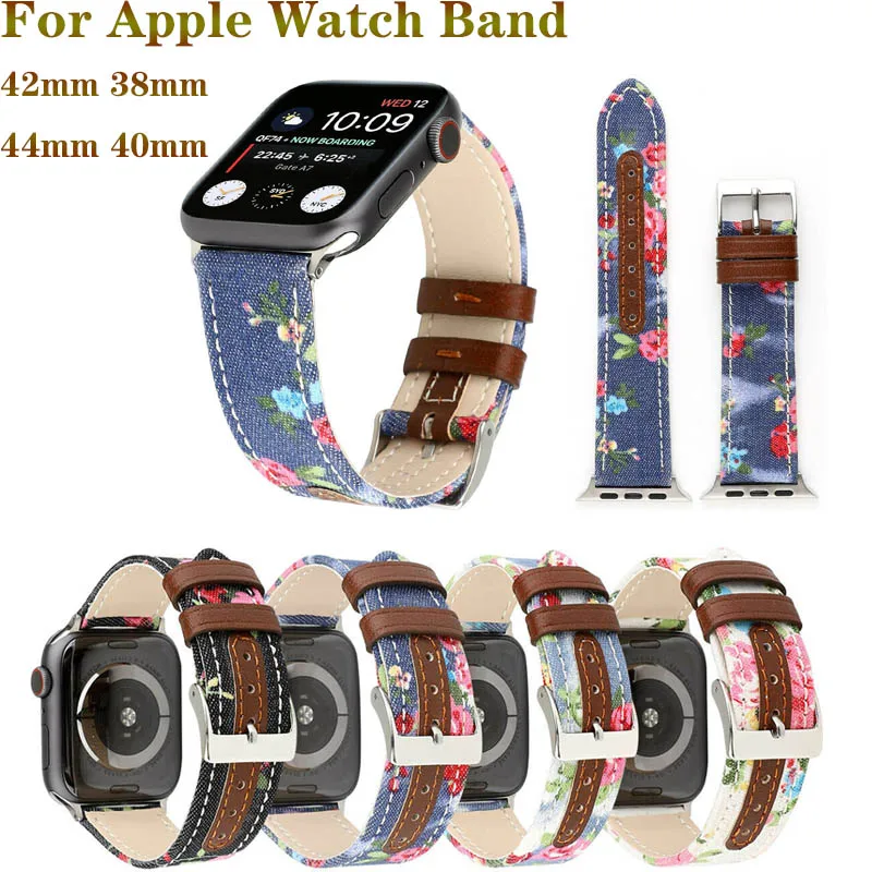 Высококачественный кожаный ремешок на петлях для Apple Watch band 4 44/40 мм джинсовый
