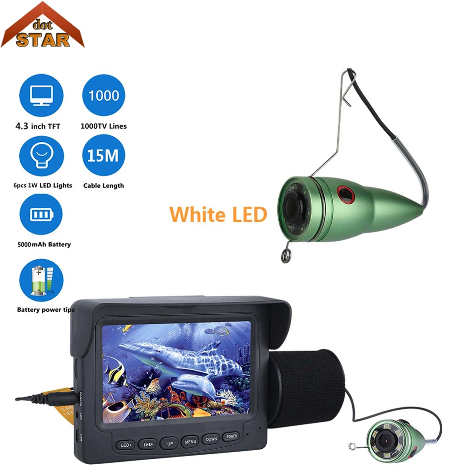 Stardot 15M Fish Finder Underwater 4.3 inch 1000TVL Ice Fishing VIdeo Recording Camera 8 White LED Sunvisor | Безопасность и
