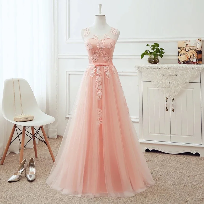 Light Pink Вечерние платья размера плюс, а-силуэт, тюль, кружево, цвет красного вина, розовый, серый, белый, синий, вечернее платье, халат, soiree longue femme DR03 - Цвет: Light Pink