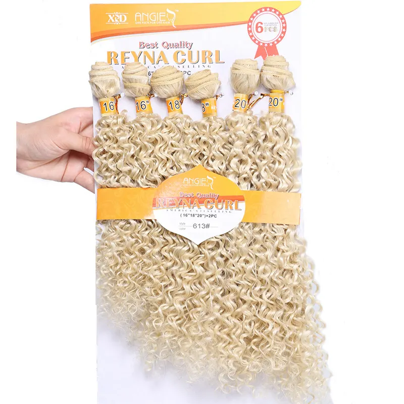 #613 Kinky Curly Wave High Temperature Fiber Weave REYNA Synthetic Hair Bundles 6pcs/Lot hair Gram - Цвет: #613