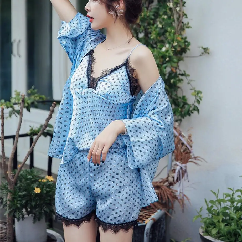 Пижамный комплект для сна и отдыха с зелеными перьями кружевная пикантная