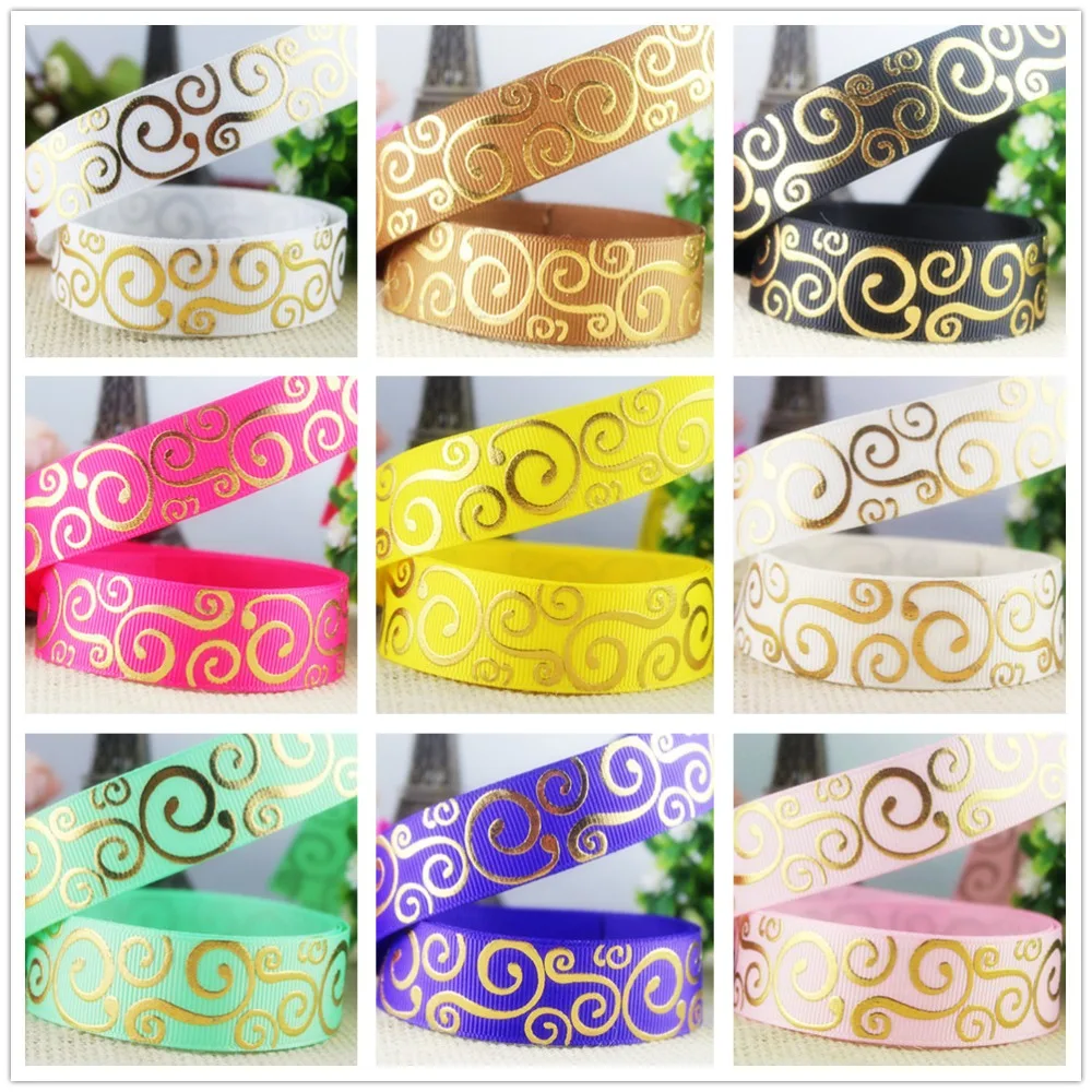 Репсовая лента с золотым принтом 7/8 дюйма 22 мм аксессуары для материалов ручной