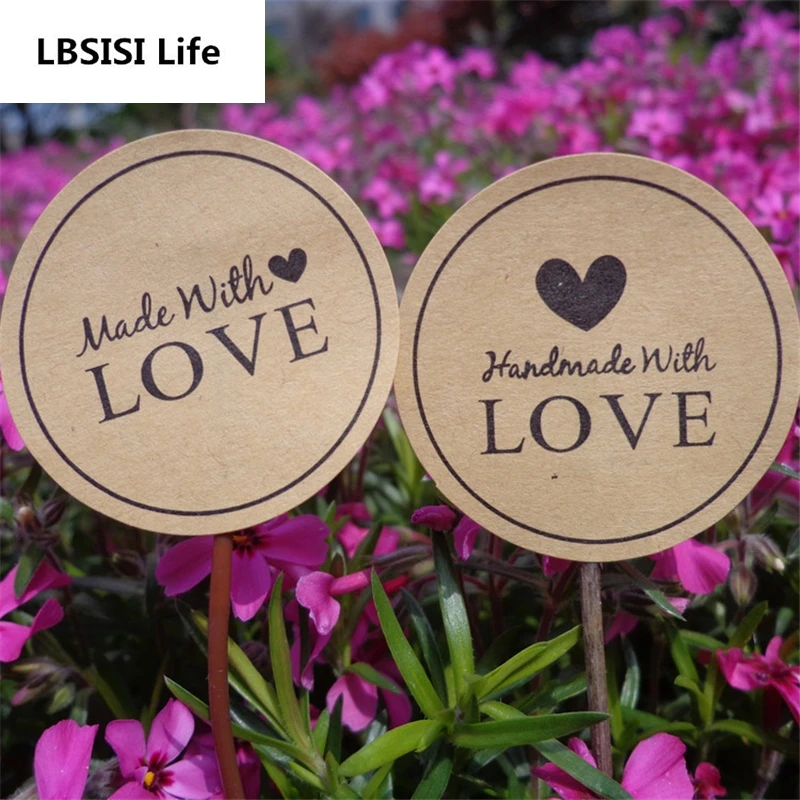 LBSISI Life 108 шт сделано с любовью крафт бумага наклейки украшения торта этикетки печать скрапбукинга DIY инструменты подарок печенье конфеты сумка коробка