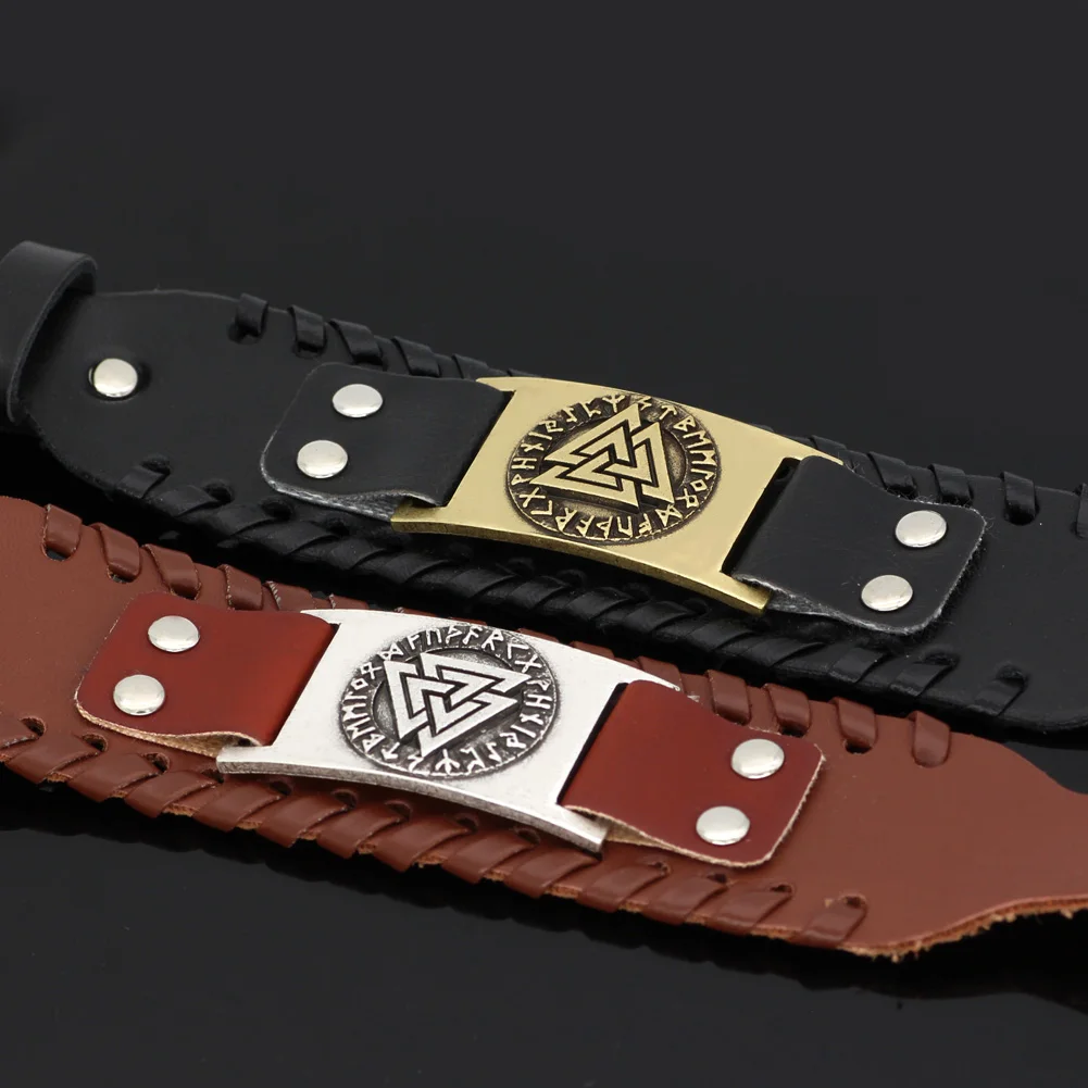 Nodich viking Vegvisir компас кожаный амулет odin символ Браслет-регулируемый размер 19-28 см